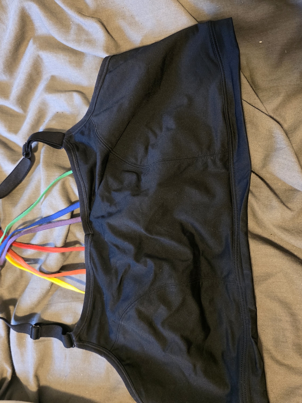 Livi Active Black Sports Bra with Rainbow Strappy Back